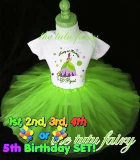 Princess and the frog Birthday girl shirt & tutu set outfit t name age 