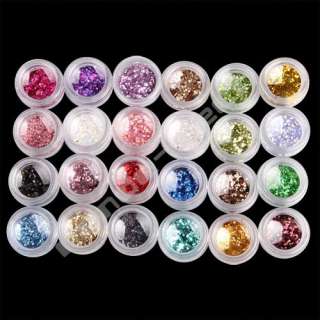 24 Pots Glitter Dust Powder Acrylic Nail Art Decoration  