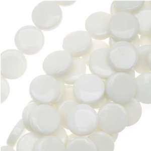  White Snow Jade Serpentine 14mm Lentil Disc Beads 15 Inch 