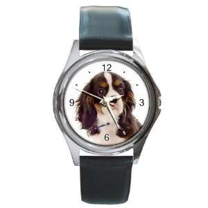  king charles spaniel pup 8 Round Leather Watch CC0711 