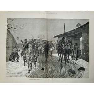   Russian Soldiers Turkish Village War 1878 Horses Art