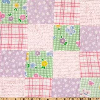  45 Wide Butterfly Pre Quilted Panel Pink/Lime Fabric By 