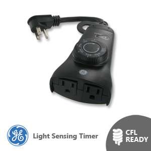 GE Outdoor Dual Outlet Light Sensing Timer  15112  