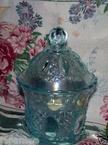 IMPERIAL CARNIVAL GLASS COVER JAR AZURE / ICE BLUE RARE  
