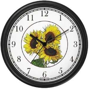  Three Sun Flowers / Sunflowers Wall Clock by WatchBuddy 