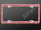 License Plate Frame Cover Diamond 3 Triple Row Red New