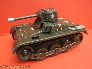 GAMA TANK MECANIQUE EN TOLE LITHO 19 CM MILITAR SPIELZEUG 1950  