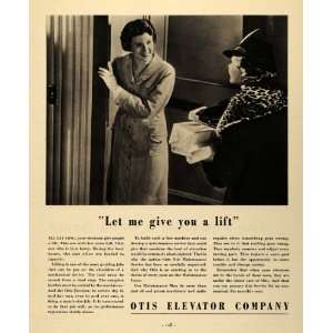  1935 Ad Otis Elevator Lift Ladies Holding Door Coats 