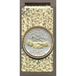  World Coin Hinged Money Clip   New Jefferson nickel Peace Medal 2004