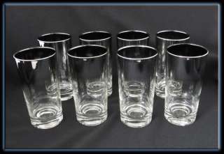   Banded Dorothy Thorpe Set of 8 High Ball Glasses   PERFECT  