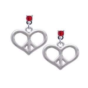   Heart Peace Sign Red Swarovski Post Charm Earrings [Jewelry] Jewelry