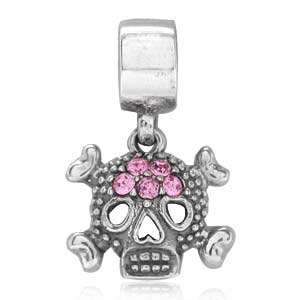 Crystal SKULL 925 Sterling Silver Dangle Charms Bead  