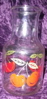 RETRO CHERRY Clear GLASS JUICE WATER DECANTER CARAFE PITCHER 