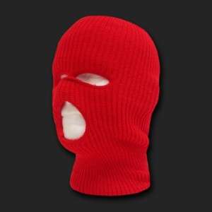 Solid Red 3 Hole Knit Face Mask Stocking Cap Balaclava  