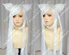 Demon fairy costume Fox Cosplay Short Ear Wig 2pc ColorWhite+wig cap