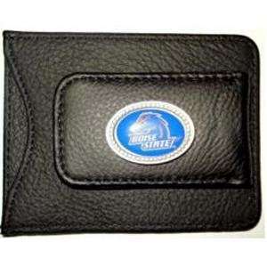  Boise State Broncos Black Leather Money Clip with 