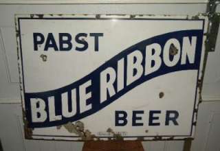 Old Pabst Blue Ribbon Double Sided Porcelain Sign Early Antique 