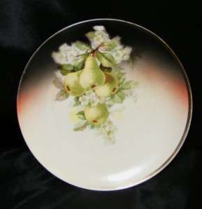 Vintage Old Three Crown China Germany Pear 8 Decorative Plate w/ Gold 