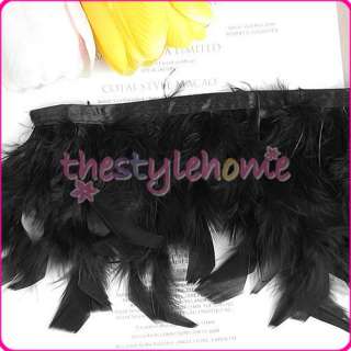 Black Turkey Feather Fringe Trim 1.83m   Craft Costume  
