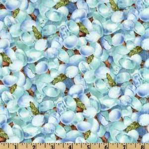  44 Wide Symphony Of Spring Flowers Blue Fabric By The 