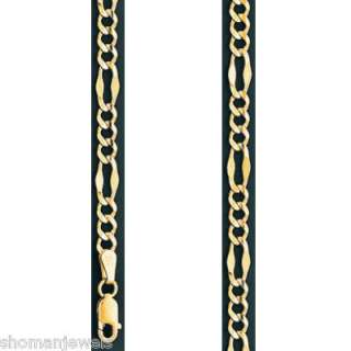 Solid 14k Yellow Gold Figaro Chain Necklace 3mm 24  