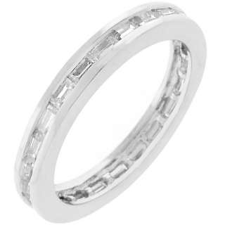White Gold Stacker Baguettes CZ Ring Size 5 6 7 8 9 10  