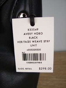   Haan Avery Hobo Black Heritage Weave Leather NWT Handbag Purse  