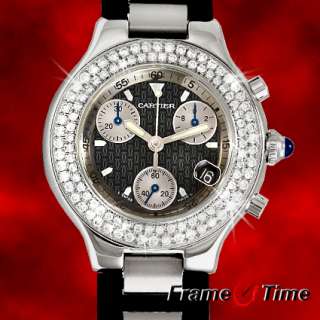 Cartier Men Must 21 Chronoscaph Diamond Chronograph Rubber Chrono 