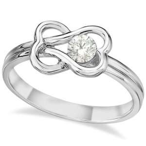  Diamond Love Knot Right Hand Fashion Ring in 14k White 