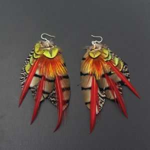 Crystalmood Handmade Multiple Feather Earrings with Sterling Silver 