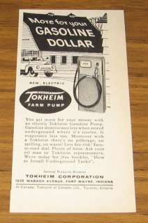 1959 AD~TOKHEIM FARM GASOLINE PUMPS~FORT WAYNE,IN  