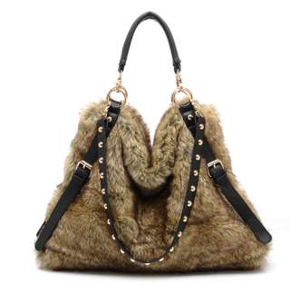 Luxury WINTER BAG Faux Rabbit Fur Women Satchel Shoulder Purse Handbag 