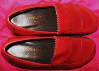 DONALD J PLINER SHOES RED LEATHER LOAFERS W WEDGE SIZE 5,5 M/35,5 MADE 
