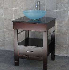 24 Bathroom Vanity Cabinet Stone Top Vessel Sink CG5  