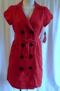 NWT Signature by Robbie Bee Trench Wrap RED Shirt DRESS Petite Sz 10P 