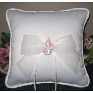  Cinderella Castle Ring Pillow with Pink Accents, White or 
