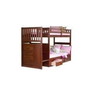Merlot Twin Over Twin Stairway Mission Bunk Bed 