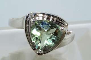 500 3.90CT SOLITAIRE TRILLION CUT GREEN AMETHYST RING SIZE 9.25 