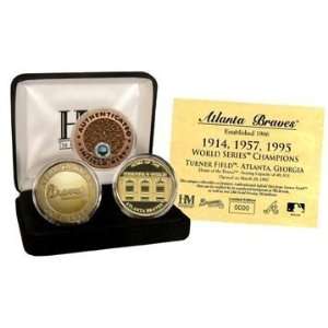  Atlanta Braves 24Kt Gold And Infield Dirt 3 Coin Set 