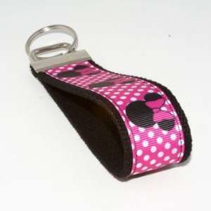   Mouse 6   Black   Fabric Keychain Key Fob Ring Wristlet Automotive