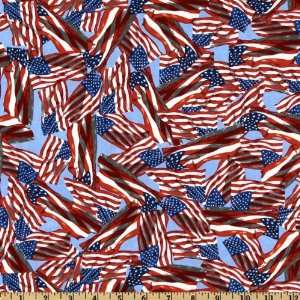  44 Wide America The Beautiful Flags Blue Fabric By The 