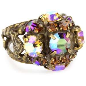   Sorrelli Tapestry Crystal Cluster Gold Tone Adjustable Ring Jewelry