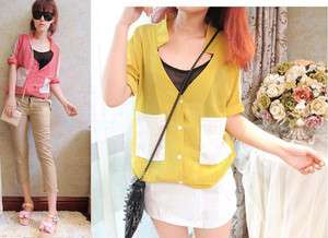 New Vintage Stly Womens Ladies Chiffon Collarless Tops Shirt Blouse 