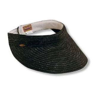  Scala Straw Braid Large Brim Sun Visor Hat in Black 
