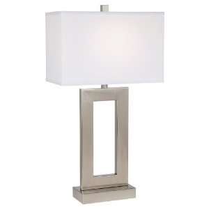    Brushed Steel Open Window Rectangular Table Lamp