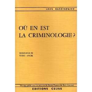  Ou en Est la Criminologie ? (French Edition 