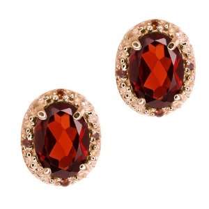  1.85 Ct Oval Red Garnet and Cognac Red Diamond 14k Rose 