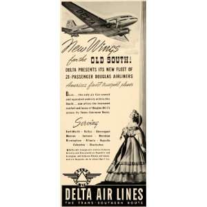  1941 Ad Delta Air Lines Planes Old South Southern Belle 
