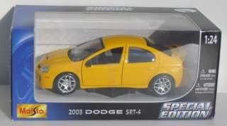 2003 Dodge Neon SRT 4 yellow diecast 124 Maisto Special Edition NIP 