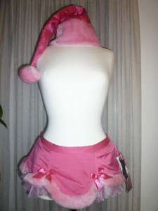 Victoria Secret Pink Sexy Rhinestone Satin Santa Skirt BNWT  